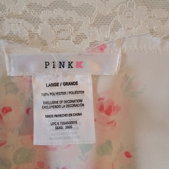 EUC Pink K Floral Print Waist Tie Robe Size Large - Picture 2 of 4